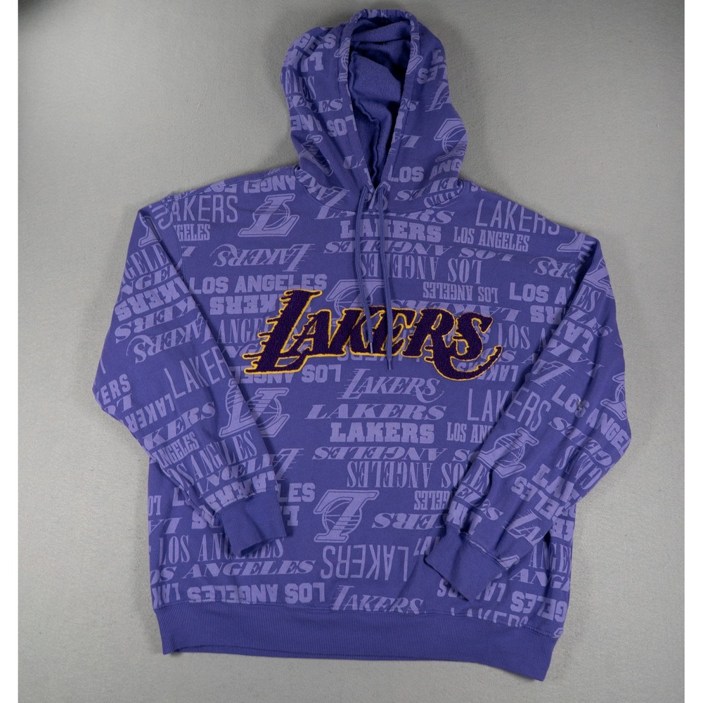 NBA Womens Mens Los Angeles Lakers Hoodie Chenille Patch All Over Print Purple L